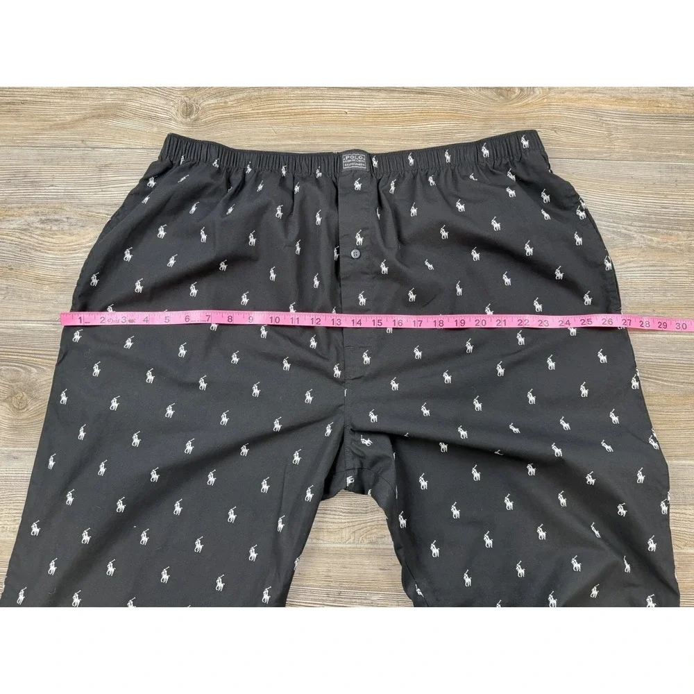 Polo Ralph Lauren Pajama Pants Bottom Mens 1XT (38x32) Black AOP Pony Logo‎